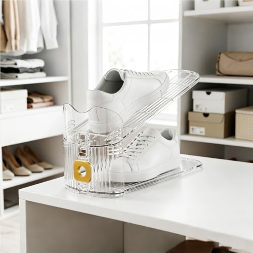 CiBiZi Shoe Slots Organizer Clear 10Pack Adjustable Shoe Stacker for Closet Organization Double Layer Shoe Rack Holder Space Saver Shoe Storage Organizer Zapatero Organizador - color: Clear, size: 10 Pack