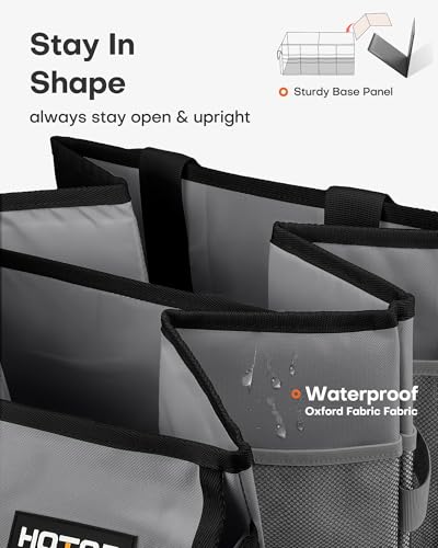 HOTOR Trunk Organizer for Car - Car Organizer, Foldable Trunk organizer for SUVs & Sedans, Sturdy Organization for Car Accessories, Tools, Sundries, Grey, 2 Compartments, 23.6"×14.2"×10.6" - color: Grey, size: Large (2 Compartments)