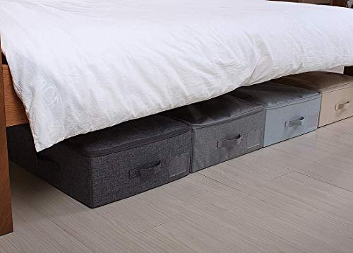 iwill CREATE PRO Pack of 2, Rigid Underbed Storage Boxes with Zip Lid for Clothes, Bedding Sheets, Blankets Organiser, Black Gray - color: Black Gray,2pcs, size: 27.5*15.7*7"