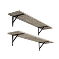 DINZI LVJ Long Shelf, 31.5 Inch Large Wall Mounted Shelves Set of 2, Easy-to-Install, Display Ledges with Sturdy Metal Brackets for Living Room, Bathroom, Bedroom, Kitchen, Laundry Room, Gray Wash - color: Grey Wash, size: 31.5 Inch