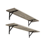 DINZI LVJ Long Shelf, 31.5 Inch Large Wall Mounted Shelves Set of 2, Easy-to-Install, Display Ledges with Sturdy Metal Brackets for Living Room, Bathroom, Bedroom, Kitchen, Laundry Room, Gray Wash - color: Grey Wash, size: 31.5 Inch
