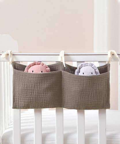 Baby Bedside Hanging Bags Storage Organizer Milk Bottle Toy Crib Baby Nappy-Bag Bed-Bunk Organizing Bag - color: Khaki