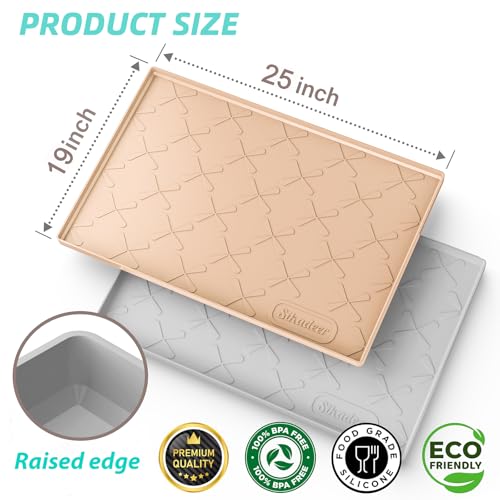 SIKADEER 25" x 19" Under Sink Mat Waterproof, Silicone Mat Kitchen Drawer Shelf and Cabinet Liner, Sink Protector for Kitchen Organizers and Storage, Boot Tray Pet Food Mats - color: Beige, size: 25"W x 19"L
