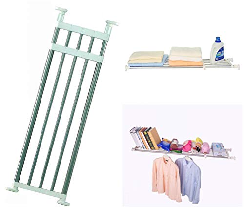 BAOYOUNI Expandable Closet Tension Shelf Adjustable Clothes Storage Rack Hanger Rod Organiser Ivory, 39.76-60.04 Inch - size: (39.76-60.04) IN