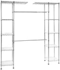 Amazon Basics Expandable Adjustable Metal Closet Organizer with Hanging Rod, Clothes Rack, Shelves, 57-80 x 14 x 72 inches (LxWxH), Chrome
