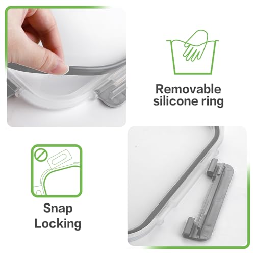 HOMBERKING 24pc Borosilicate Glass Food Storage Containers with Snap Locking Lids, Glass Meal Prep Containers, Airtight Lunch Boxes, Oven, Freezer and Dishwasher Safe, BPA Free, Kitchen Storage Set - color: Grey