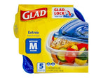 Glad GladWare Entree Food Storage Containers with Lids, Medium Square BPA Free Plastic for Meal Prep and Lunches, Lock Tight Seal, Microwave and Dishwasher Safe, 25 Oz, 5 Count - size: 25 oz - 5 Count, style: Square