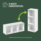 Furinno LUDER Book Shelf, 3-Cube Bookshelf, Bookcase with Open Shelves, 9.3 x 12 x 31.5, Easy Assembly, for Living Room, Bedroom, Home Office, White - color: White, size: 3-Tier Cube