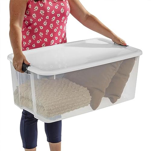 Sterilite 8-Pack Ultra Latching Box, Storage Bins with Lids, Clear Plastic, 116 Quart - Heavy-Duty Organizing Containers for Closet, Bathroom, and Office - size: 116 Quart