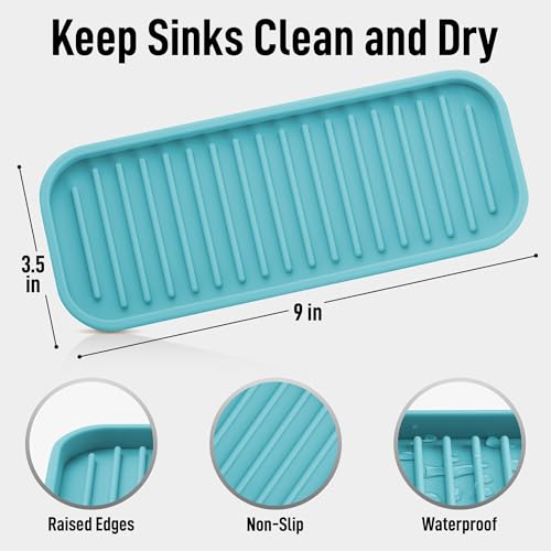 Zulay Kitchen (9x3.5) Silicone Sponge Holder for Kitchen Sink - Flexible Multipurpose Soap Tray Sponge Holder - Sink Organizer Tray for, Bathroom, Makeup, Trinkets & More (Aqua Sky) - color: Aqua Sky, size: Medium (9x3.5)