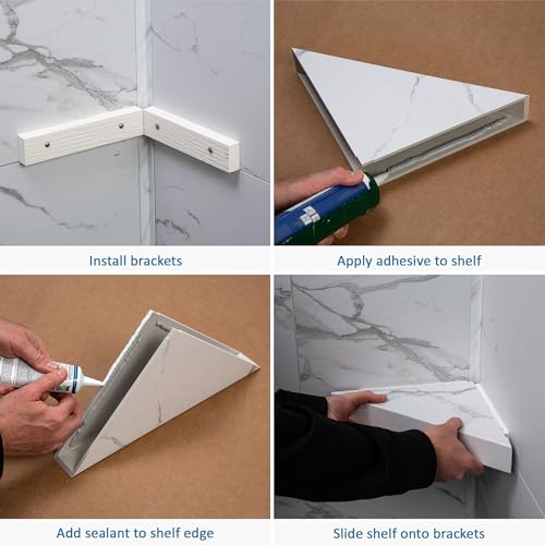 Palisade Vinyl Waterproof Corner Shower Shelf in Silver Lake - color: Silver Lake