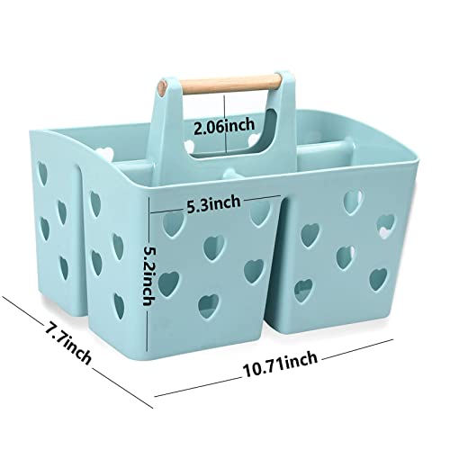 Portable Shower Caddy Plastic Shower Basket Organizer Divided Bathroom Caddy Storage Cleanning Caddy Tote with Handle for College, Dorm Room, Kitchen, Blue - color: Blue