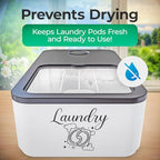 Skywin Laundry Pod Container with Slide Lid, 15 x 8.7 x 4.5 In, Holds 11 Pounds OR 120-150 Pods, Black with Print - color: Black with Print, size: 1 Pack