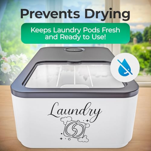 Skywin Laundry Pod Container with Slide Lid, 15 x 8.7 x 4.5 In, Holds 11 Pounds OR 120-150 Pods, Black with Print - color: Black with Print, size: 1 Pack