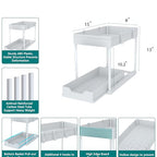 DEKAVA Cabinet, 2 Pack Under Sink Organizer, 2 Tier Sliding Bathroom Kitchen Organizer, Large White ABS Baskets, Easy Install & Clean - color: White