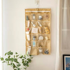 Hanging Fabric Storage Organizer with Multiple Pockets – Space-Saving Closet Storage Solution, Beige 12+24 grid