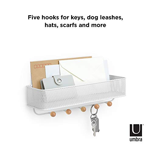 Umbra Estique Entryway Organizer, Great for Storing Keys, Small Accessories, Mail, Wallets and More, Small, White/Natural - size: Small