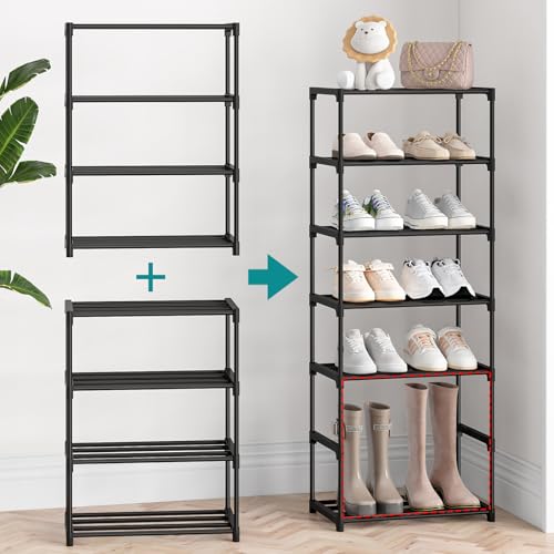 Autonomier 4 Tier Extra Small Shoe Rack (16.3" Wide), Narrow Stackable Shoe Shelf for Kids Toddler Adult, Lightweight Shoe Rack Stand for Closet Dorm Storage Organizer, Front Door Entrance, Entryway - size: 4-Tier