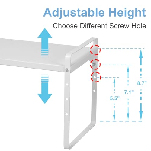 Set of 2 Expandable Cabinet Shelf Organizer, Stackable Kitchen Countertop Shelves Spice Racks, Small Storage Shelf For Cupboard Counter Tabletop, 30 LBS Heavy Duty, Adjustable, 13.8" to 21.6" Long - color: White, size: 2 Pack:13.8"-21.6"Long