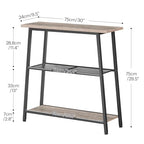 HOOBRO 30" Narrow Console Table, 3-Tier Small Entryway Table with Storage Shelves, Behind Couch Sofa Table, Hallway Table for Entryway, Foyer, Hallway, Living Room, Greige and Black BG62XG01 - color: Greige + Black