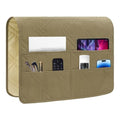 Couch Armrest Organizer Remote Control Holder Bedside Caddy with 6 Pockets, Non-Slip Armchair Caddy Sofa Armrest Organizer for Tv Remote Control, Magazine, Cell Phone, Dark Khaki