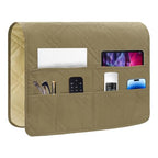 Couch Armrest Organizer Remote Control Holder Bedside Caddy with 6 Pockets, Non-Slip Armchair Caddy Sofa Armrest Organizer for Tv Remote Control, Magazine, Cell Phone, Dark Khaki