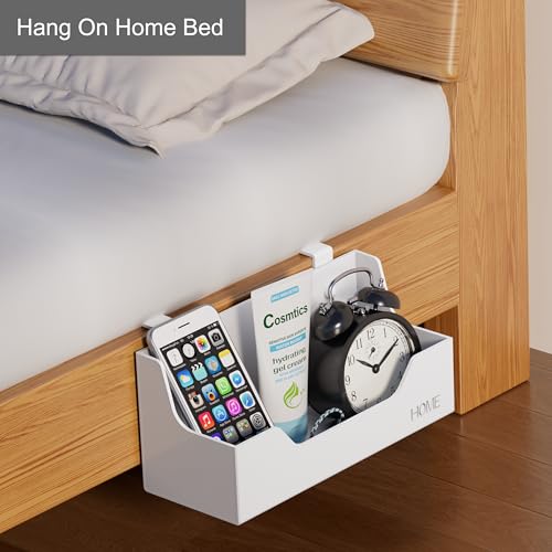Bedside Caddy Hanging Storage Basket Little Size Plastic Beside Shelf Hang-on Storage Organizer for Collage Dorm Bunk Bed,Changing Table - Bedroom Essentials for Phone,Mini Speaker,Tissues (Clear) - color: Clear