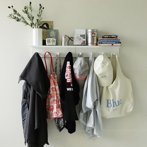 Entrance Coat Rack ，Coat Hooks, Wall-Mounted Wooden Hook Rack, Wall-Mounted Shelves are Very Suitable (White Color Finish—A-1) - style: White color finish—A-1