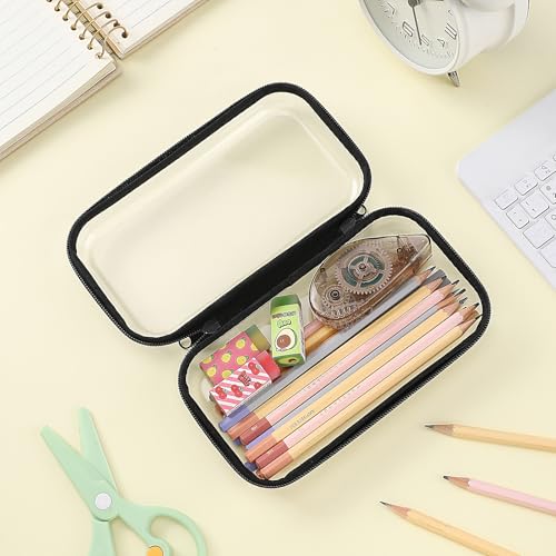 Sanwuta 6 Pcs Clear Hard Zipper Case Plastic Zipper Pouches Transparent Makeup Bag Pencil Case Pouches Toiletry Diaper Bag for Travel Toy Storage Organizer Bins(Black,7.48 x 3.94 x 2 Inch) - color: Black, size: 7.48 x 3.94 x 2 Inch