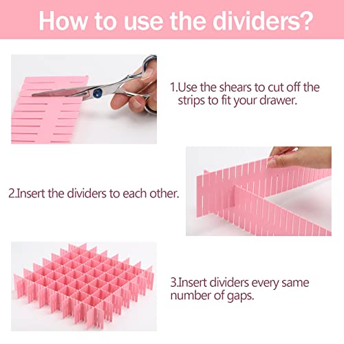 acDesign 40Pcs Grid Drawer Dividers, Adjustable Drawer Organizer for Socks, Underwear, Lingerie, Makeup, Bedroom Office Kitchen Storage (Pink) - color: Pink