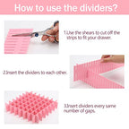 acDesign 40Pcs Grid Drawer Dividers, Adjustable Drawer Organizer for Socks, Underwear, Lingerie, Makeup, Bedroom Office Kitchen Storage (Pink) - color: Pink
