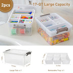 Citylife 17 QT Plastic Storage Box with Removable Tray Craft Organizers and Storage Clear Storage Container for Organizing Bead, Tool, Sewing, Playdoh, 2 Packs - size: 17 Qt- 2 Pack