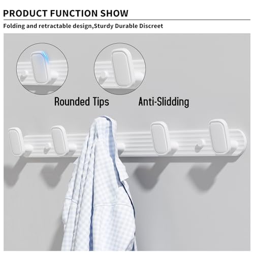 Coat Rack Wall Mount White, 5 Hooks Rack Metal Coat Hanger Wall for Hanging Hat Purse and Robes, Towel Hook for Bathrooms and Entryway (1 Pack) - color: White, size: Round 5 Hooks 1 Pack