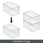 mDesign Plastic Bathroom Storage Container Bins w/ Handles - Closet, Cabinet, Vanity, Cupboard Shelf Organization, Hair Tools Accessory Organizer - Ligne Collection; Clear, 10x6x5 (Pack of 4) - size: 10 x 6 x 5 (Pack of 4)
