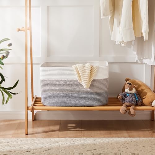 Artfeel Blanket Basket,Rectangle Woven Baskets for Storage,100L Laundry Basket for Decorative Nursery Blanket,Toys,Dirty Clothes and Magazine in Shelves,Baby Room,and Living Room - color: Gray, size: 100L