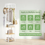 ELYKEN Coat Rack Freestanding, Hall Tree with 3 Storage Shelves and 12 Hooks, Industrial Clothes Rack Stand Organizer for Bedroom, Hallway, Entryway, Office, Living Room - color: Natural