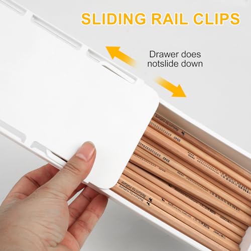 2pcs Under Desk Drawers - Self-Adhesive Hidden Undermount, Slide-Out Storage Organizer for Office & Home (S+L Size)