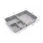 Welaxy Junk Drawer Organizer bin 4 Compartments Office Organizers Bins Felt Trays Drawers 2 dividers Multi-Purpose Storage (Grayx2) - color: Grey x 2