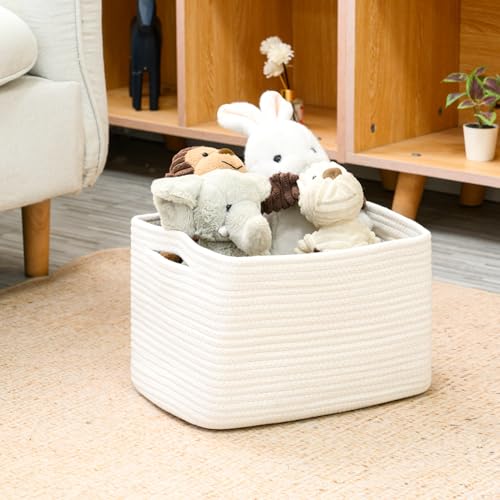 ICERZCZ Storage Baskets for Organizing, Woven Basket for Storage, Storage Baskets Bin for Shelves, Cotton Rope Basket with Handles, 12.5"Lx9.1"Wx7.9"H, (4 Packs) Off White - color: Off White, size: 12.5"(l)×9.1"(w)×7.9"(h)