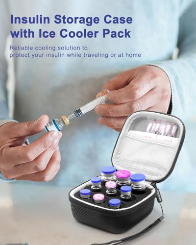 Krypthos 9 Slots Insulin Vial Protector Case, Insulin Vial Organizer Bag for Diabetics Standard 1ml 3ml 5ml and 10ml Vials, Insulin Carrying Case Fridge Holder Storage Holder, No Ice Pack