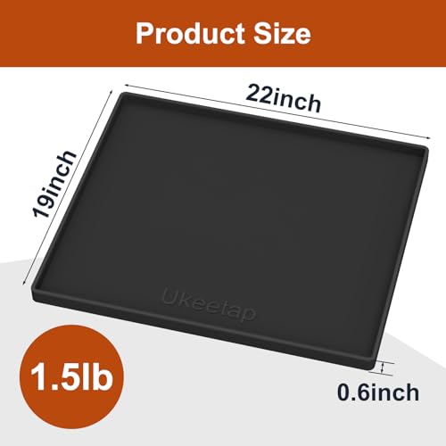 ukeetap Extra Thick Silicone Mat Waterproof with Raised Edge 22" x 19", Under Sink Mat for Kitchen & Bathroom, Kitchen Cabinet Liner, Multi-Purpose for Storage & Protection, Black - color: Black, size: 19"L x 22"W