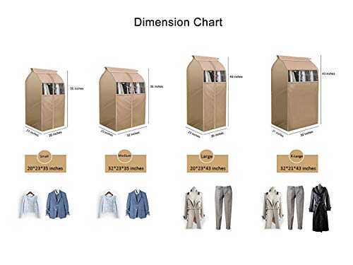 Hanging Garment Storage Bag Clothes Dustproof Cover With Clear Window In Wardrobe/Moisture, Dust Resistant Protector Cover With Zipper (Not Including Frames) - size: X-Large