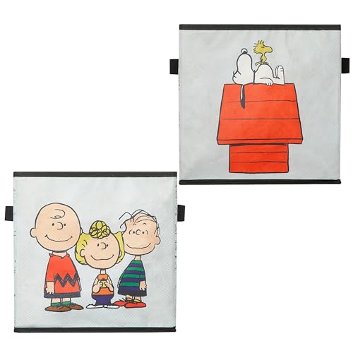 Idea Nuova Storage Cubes for Kids,2 Pack Collapsible Fabric Bins with Handles, Organizer Boxes with Handles for Bedroom, Playroom & Nursery,Peanuts - color: Peanuts