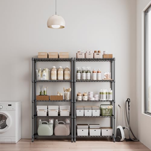 M MZG 1250 lbs 5 Tier Shelf Metal Storage Shelves Shelving Wire Rack Heavy Duty Closet Organizers for Garage Kitchen Bathroom Laundry Black 15.7" D x 33.5" W x 68.5" H - color: Black, size: 5 tier, 15.7" D x 33.5" W x 68.5" H