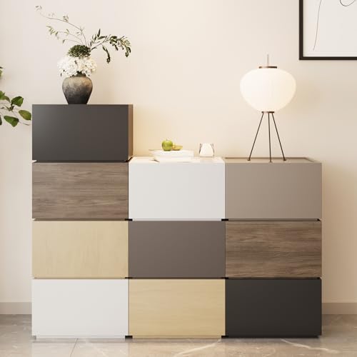 Modern Nightstand Stackable Storage Drawers, Modular Bedroom Furniture Set - Storage Cabinet, Bedside Table, Sofa End Table for Bedroom Living Room Hallway Entryway Walnut Large - color: Walnut, size: Large (26" Width)