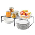 Refrigerator Organizer Freezer Organizer, Expandable Adjustable Kitchen Cabinet Rack for Pantry, Cupboard, Countertop - Space Saving Shelf (Black)