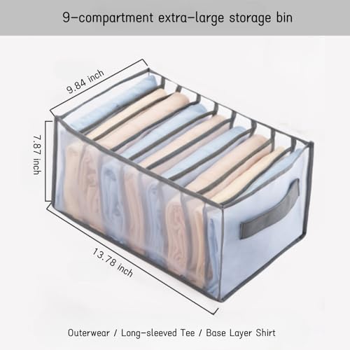 Wardrobe Clothes Organizer 9Grids Visible Closet Organizers Compartment Storage Box with Mesh Separation(grey) - color: Grey, size: 9 Cell