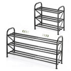 3-Tier Shoe Rack for Closet, 16"-32" Expandable ShoeRackAdjustable for Entryway Closet Doorway SturdyMetal, Black - color: 3 Layers and 3 Tubes
