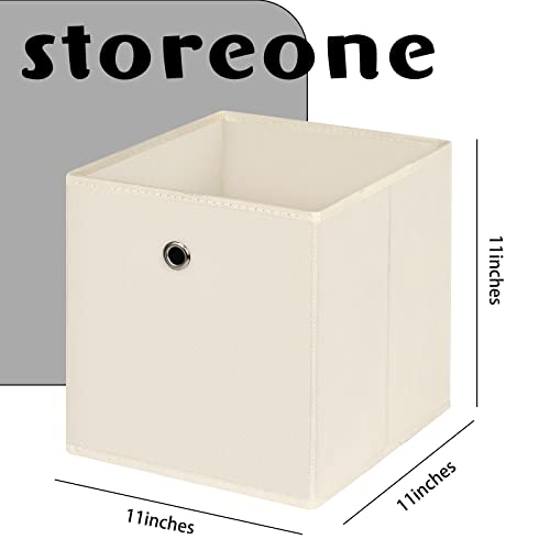 Fabric Cubes Storage Containers ,11 Inch Cloth Storage Cube Foldable Storage Bins Cubes Organizer Baskets with Handles for Shelf,Closet,Nursery,Set of 1,(Creamy-White) - color: Creamy-White, size: 1 pack