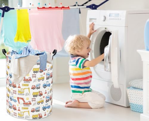 Kids Laundry Basket Baby Hamper for Nursery Boy Kids Hamper Cute Kids Toys Storage Bin Organizer Engineering Vehicle Room Decor for Home(Engineering Vehicle) - color: Engineering Vehicle